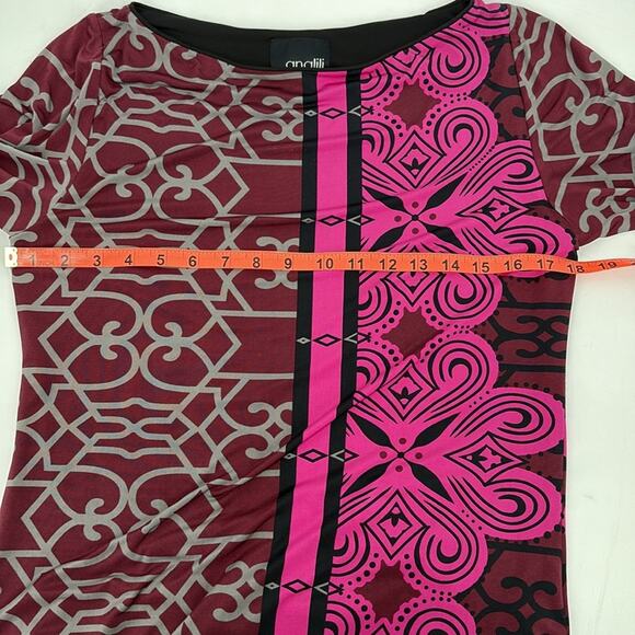 Analili Womens Long Sleeve Stretch Knit Dress Pink Wine Gray Black Medallion L - Picture 12 of 16